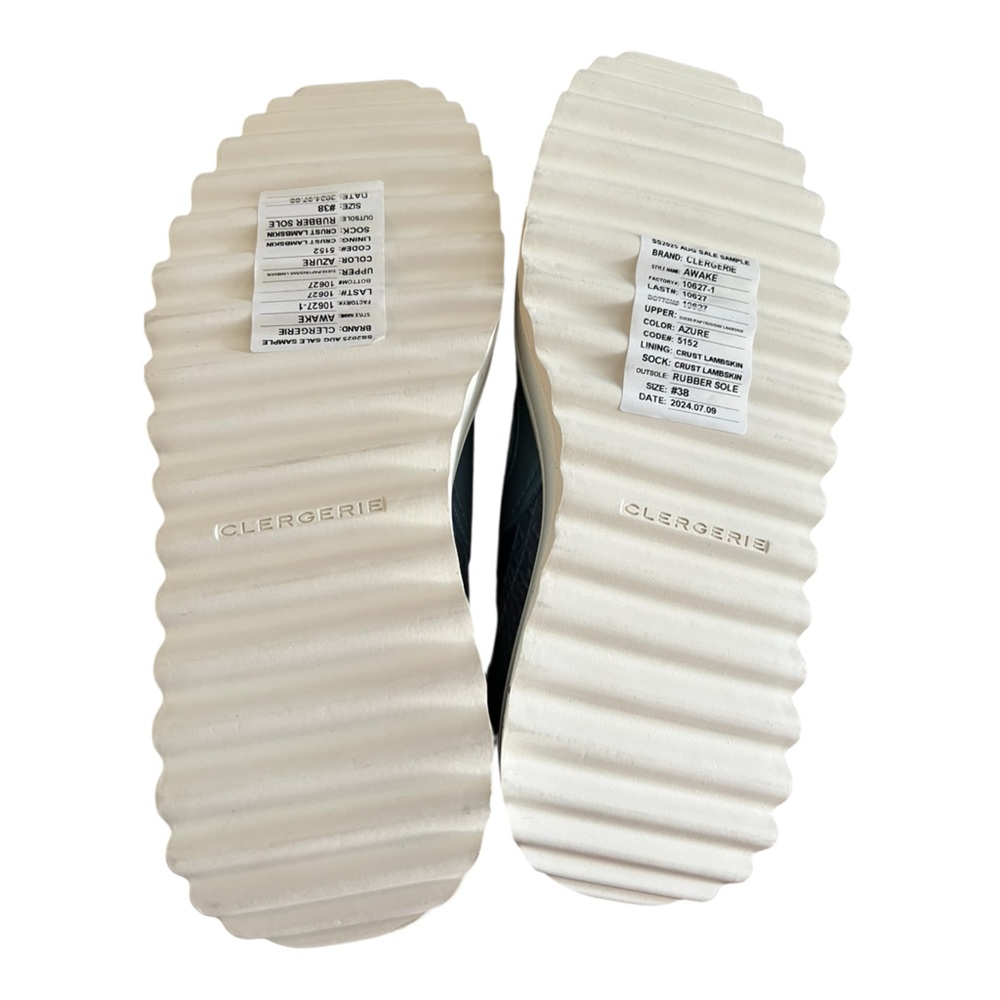 Clergerie Awake Platform Sneakers Azure Iridescent Lambskin EU 38/US 7.5 New - Picture 10 of 14